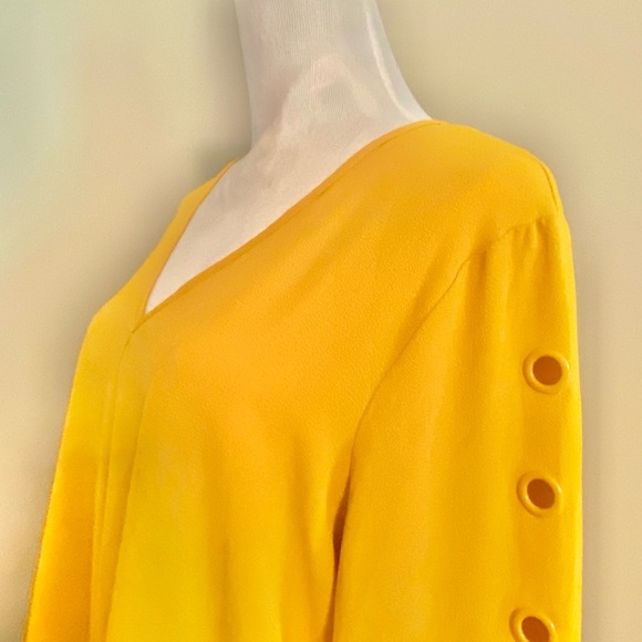 Spense Sz L Yellow Gold 3/4 Sleeve Relaxed Blouse - Picture 4 of 10